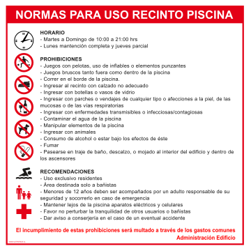 Normas para el uso de la piscina